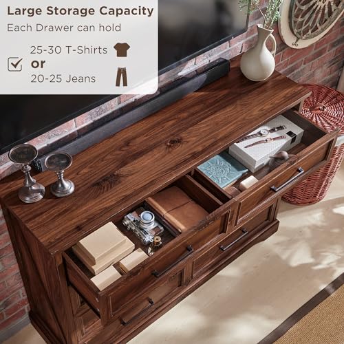 Farmhouse 8 Drawers Dresser Chests for Bedroom, Brown, view 7