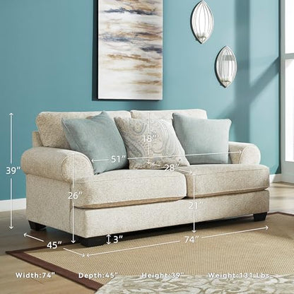 Signature Design by Ashley Monaghan Vintage Loveseat with Accent Pillows, Reversible Cushions and Rolled Arms, Beige