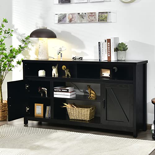Modern Farmhouse TV Stand, 59-Inch Storage Cabinet for TVs Up to 65 Inches, view 7