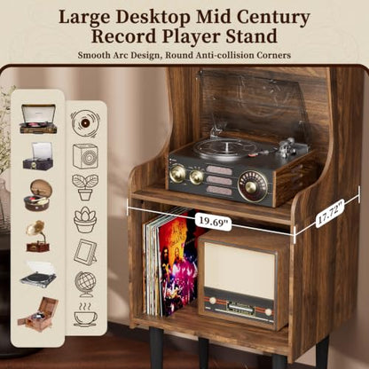 Record Player Stand with Storage, Tall Vinyl Record Storage Cabinet, view 7
