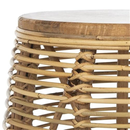 Safavieh Home Maui Coastal Natural Rattan Drum Stool Table