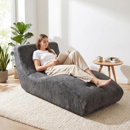 Chaise Lounge Chair Indoor, Oversized Boneless Sofa Bed with Pillow, view 2