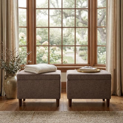 Home Decor | Dinah Collection Modern Storage Ottoman | Ottoman with Storage for Living Room & Bedroom (Brown)