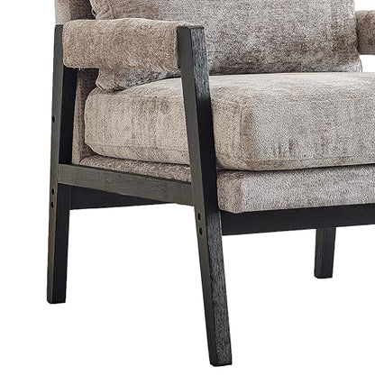 Kelly Mid-Century Modern Chenille Upholstered Accent Armchair, Gray