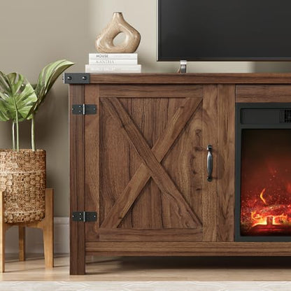 58 Inch Fireplace TV Stand for TVs up to 65 Inch, Brown, view 6