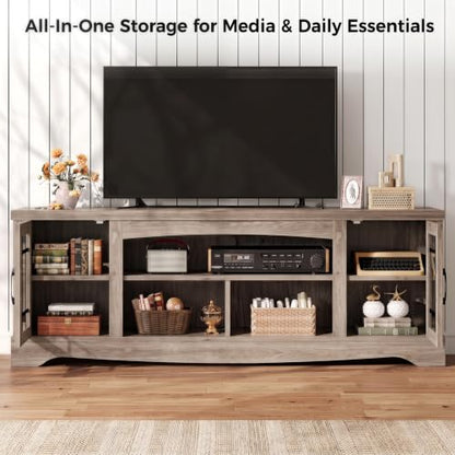 Farmhouse TV Stand for 75 Inch TV, Light Rustic Oak, view 6