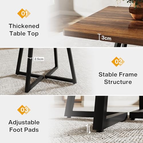 Tribesigns Square Dining Table for 2, 31.5" Industrial Dinner Table with Metal Base, Kitchen Table for Dining Room, Small Space, Apartment, Rustic Brown & Black