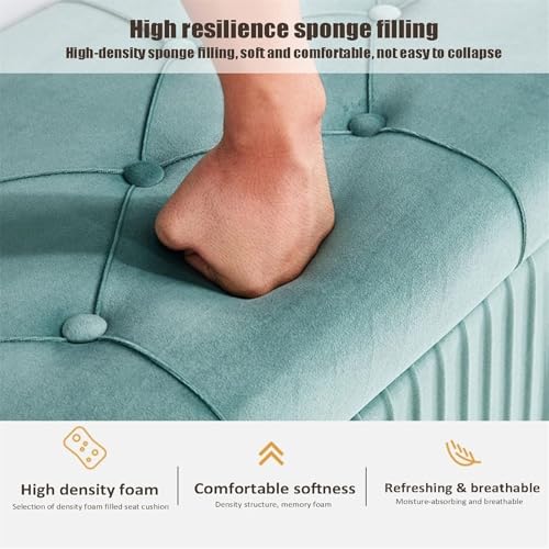 Velvet Storage Bench with Gold Metal Legs Stylish Bedroom Ottoman Bench for Living Room Entryway Hallway Foot Rest Furniture Purple 100x40x45cm