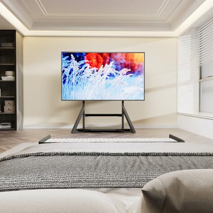 Large Mobile Rolling TV Stand Floor with Wheels for 65 to 100 inch | Heavy-duty television stands up to 220lbs for 65 70 75 80 85 86 90 95 98 100inch Adjustable Heights for Bedroom Office corner
