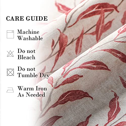 Kitchen Curtain Tiers for Bedroom, Top Pocket Home Decor 36 Inch Long Window Tier Valances for Porch Living Room, 2 Panels, 30X36 Inch, Red