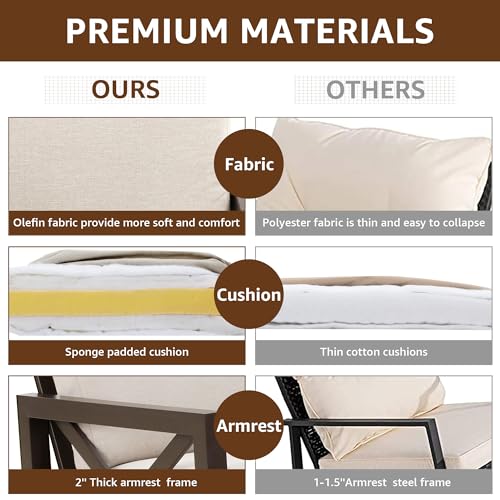 Patio Furniture Sets, 4 Pieces Outdoor Furniture Modern Metal Patio Sectional Sofa Conversation Set,2 Motion Rocking Chairs,6.5" Olefin Cushions for Yard,Porch,Poolside