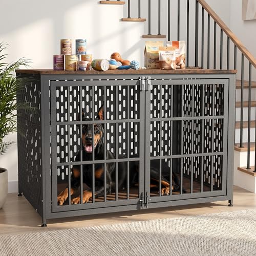 Heavy Duty Dog Crate Furniture 48 Inch, Decorative Dog Cage, Rustic Brown, view 2