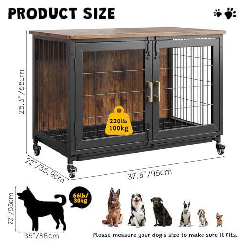 37.4 Inch Wooden Dog Crate Furniture for Small-Medium-Large Dogs, view 3