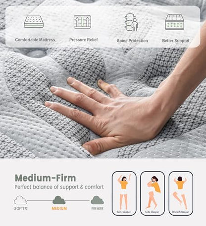 12 Inch Full Mattress, Medium Firm Hybrid Mattress in a Box, view 7