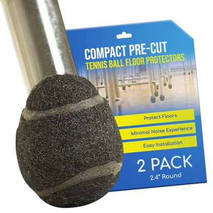 Smaller PreCut Walker Tennis Ball Glides Heavy Duty Long Lasting Furniture Leg Floor Protection Walker Accessories for Hard Floor Surfaces 2.4 Inch (Black) -One Pair