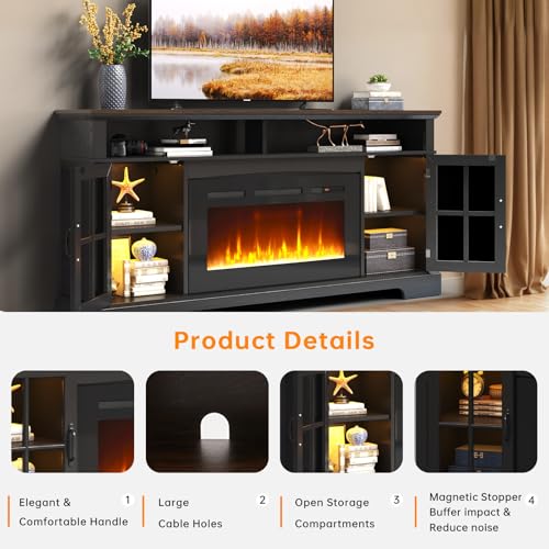 70" TV Stand with Electric Fireplace, view 5