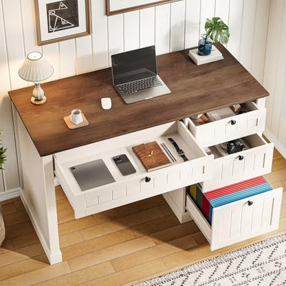 Farmhouse 47" Executive Desk with 4 Drawers, Unique White, view 6