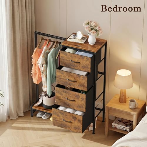 Tall Dresser 44''H with Hanging Rack, 4 Drawers Small Closet Dresser for Bedroom, view 8