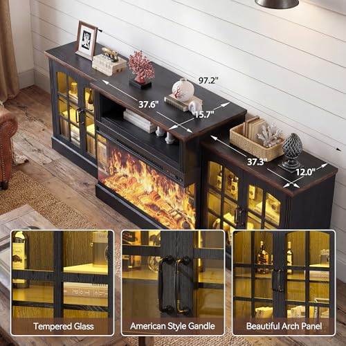 97" Farmhouse Fireplace TV Stand for TVs Up to 100", view 7