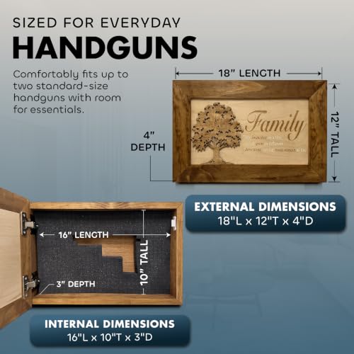 Family Tree Hidden Gun Safe Concealment Furniture | Concealed Shelf, Home Self Defense, Secret Compartment, Handmade in the USA