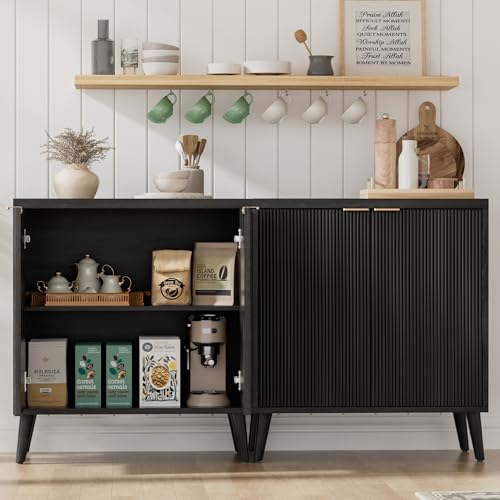 Fluted Buffet Cabinet with Storage, Modern Sideboard Cabinet, view 8