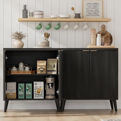 Fluted Buffet Cabinet with Storage, Modern Sideboard Cabinet, view 8