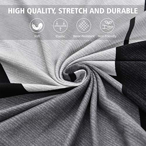 Armless Sofa Cover Futon Slipcover Stretch Elastic Folding Sofa Bed Non-Armrest Couch Furniture Protector Spandex Printed Washable Sofa Cover Without Armrests (Grey White Black)