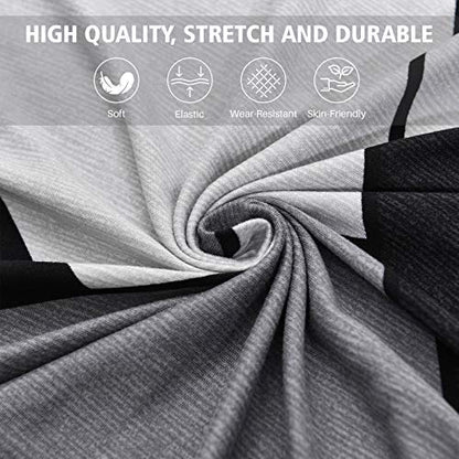 Armless Sofa Cover Futon Slipcover Stretch Elastic Folding Sofa Bed Non-Armrest Couch Furniture Protector Spandex Printed Washable Sofa Cover Without Armrests (Grey White Black)