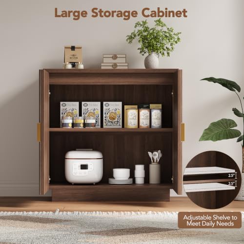 31.5" Sideboard Buffet Cabinet with Arched Slatted Doors, view 6