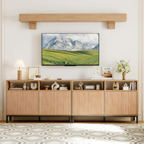 Sideboard Buffet Cabinet Storage, Modern Console Fluted Credenza, view 5