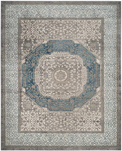 SAFAVIEH Sofia Collection Area Rug - 8' x 10', Light Grey & Blue, Vintage Oriental Distressed Design, Non-Shedding & Easy Care, Ideal for High Traffic Areas in Living Room, Bedroom (SOF365A)