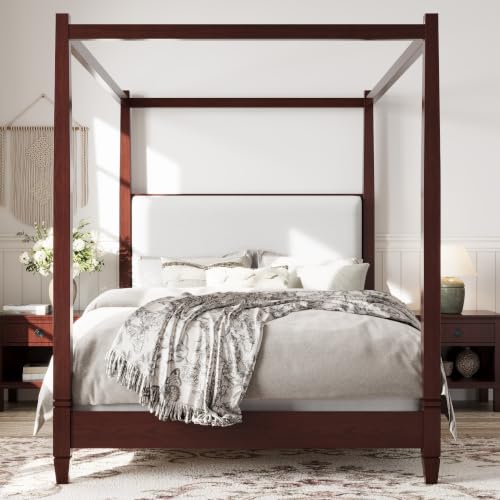 Cara Wooden Canopy Queen Bed Frame With Headboard, view 2
