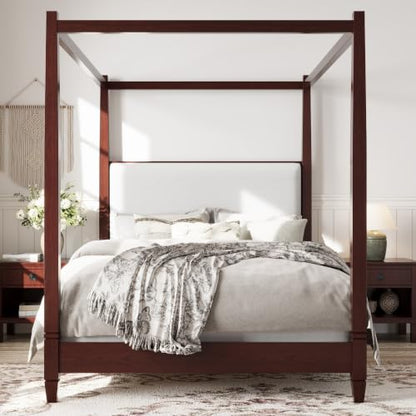 Cara Wooden Canopy Queen Bed Frame With Headboard, view 2
