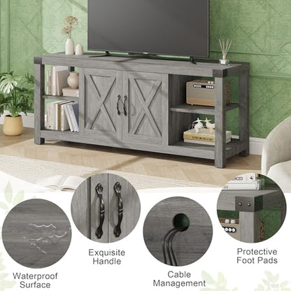 TV Stand for 65 in TV, Farmhouse Entertainment Center with Storage, view 6