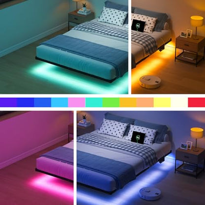 Floating Bed Frame with Charging Station, view 7