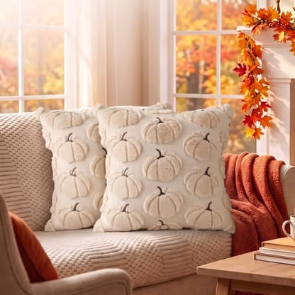 Fall Pillow Covers Pumpkin Fall Decor 18x18 Set of 2 Beige, view 6