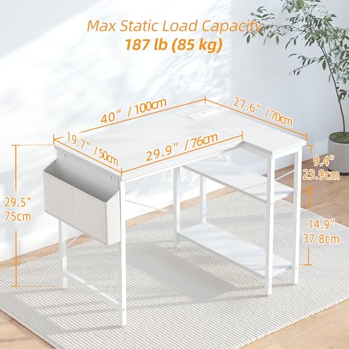 Small Computer Desk with Power Outlets, view 4