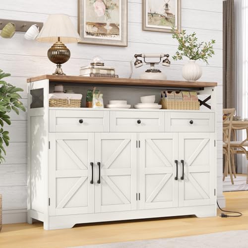 Farmhouse Sideboard Buffet Cabinet, Barn Doors Storage Cabinet, view 2