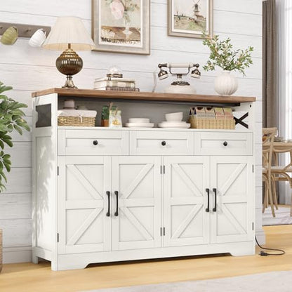 Farmhouse Sideboard Buffet Cabinet, Barn Doors Storage Cabinet, view 2