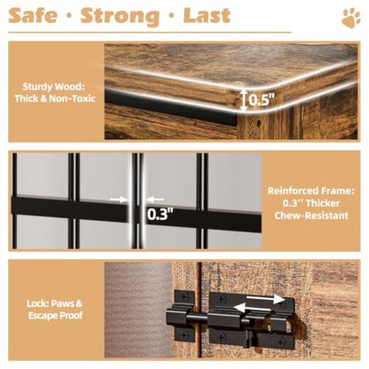 Wooden Dog Crate Furniture, Indoor Dog Kennel Rustic Brown M, view 7