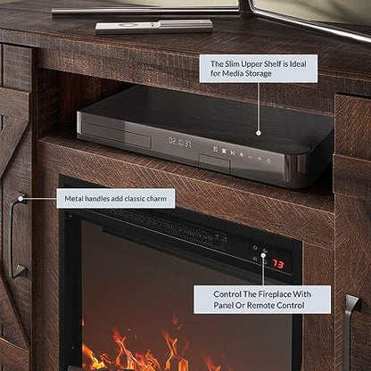 47" TV Stand with 18" Electric Fireplace Heater & Media Entertainment Center, view 7