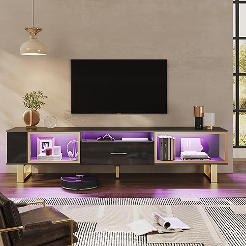 70 inch TV Stand with LED Lights for 75 inch TV, view 5