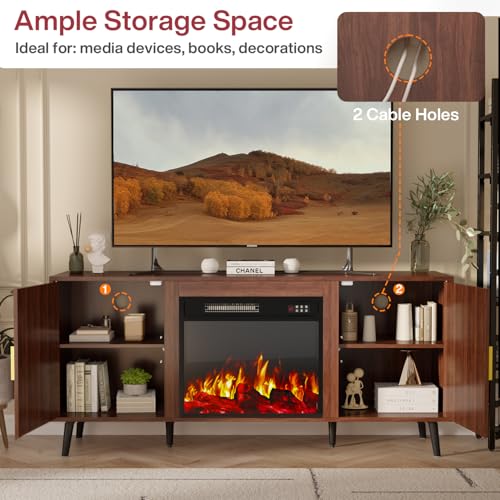 Waleaf 58" Fluted Fireplace TV Stand, view 5