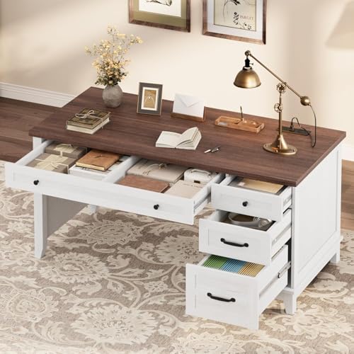 Farmhouse Home Office Desk with Power Outlets & USB Ports, view 2