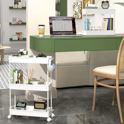 Slim Rolling Storage Cart, 3 Tier Bathroom Cart Organizer,White, view 7
