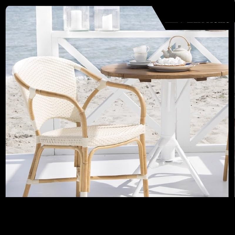 SONGCHAO Meeting Handmade Plant Wicker Dining Chair Cafe Semi Outdoor Furniture French Hotel Restaurant Wabi-Sabi Style Armrest Bedroom Chair