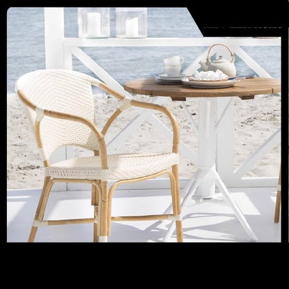 SONGCHAO Meeting Handmade Plant Wicker Dining Chair Cafe Semi Outdoor Furniture French Hotel Restaurant Wabi-Sabi Style Armrest Bedroom Chair