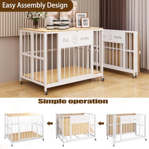31.5" Foldable Dog Crate Furniture for Small Medium Dogs, view 3
