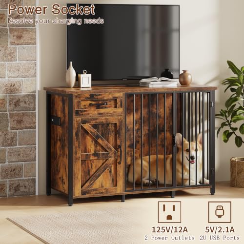 Spacesea 30" Dog Crate Furniture with Storage Drawers and Cabinet, view 6