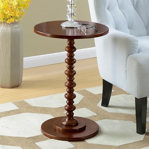 Palm Beach Spindle Table 17.75" - Traditional Round End Table for Living Room, Turned Solid Wood Side Table, Classic Display Pedestal Table, Espresso